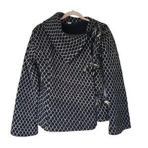 Wool Knit Sweater Jacket From Nepal Asymmetric Collar & Front Ties Closure